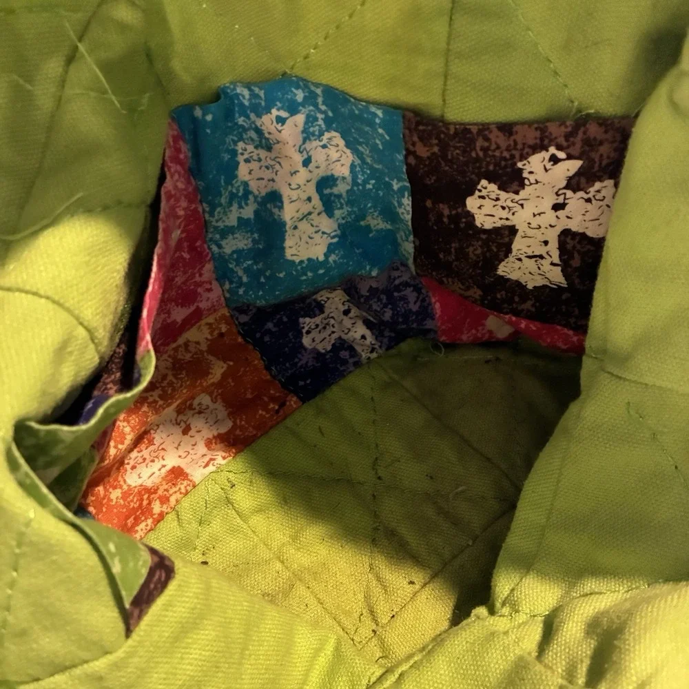 Vintage Handmade Patchwork Crossbody Bag Cross Appliqués Boho Festival